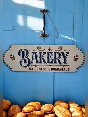 Handpainted BAKERY HAPPINESS IS HOMEMADE With Cupcake Embellishments